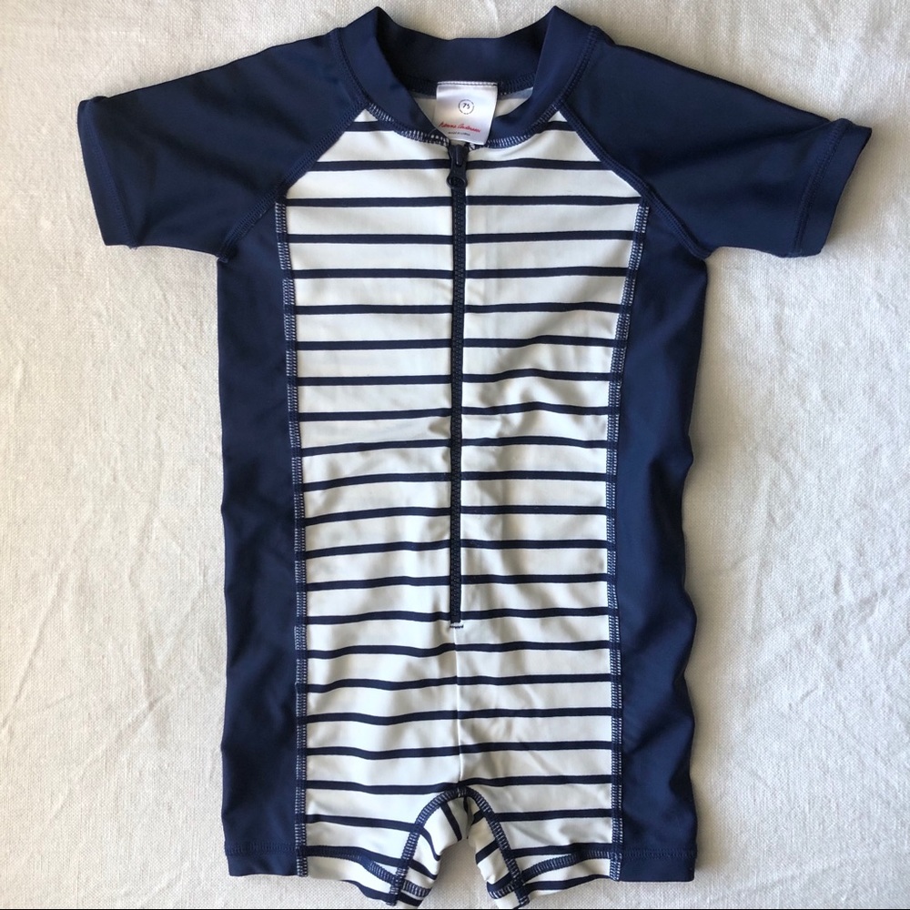 Hanna Andersson Boys One-piece Zip-up Swim Suit